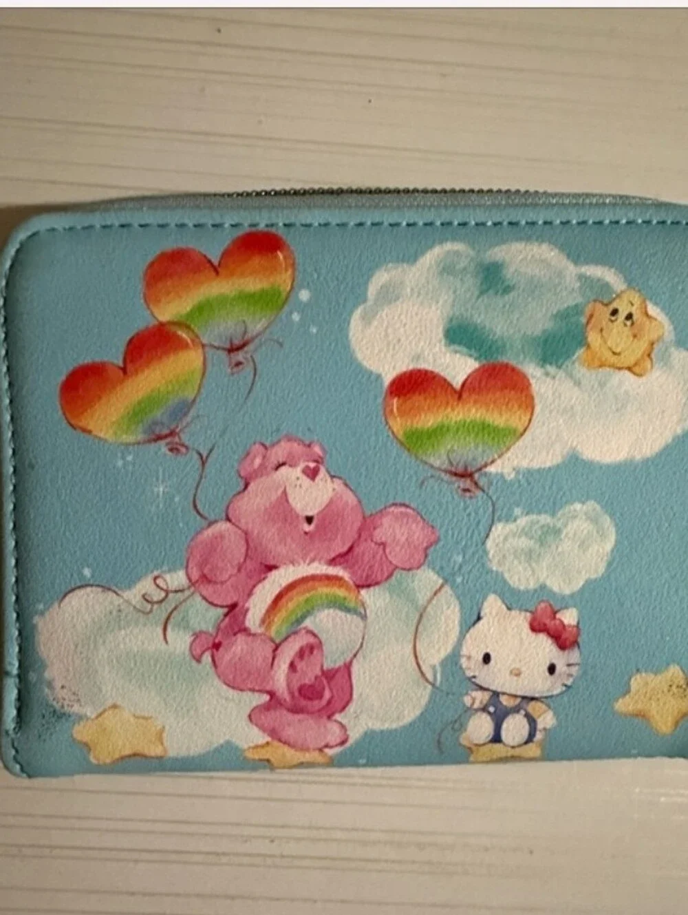 Loungefly Hello Kitty x Care Bears Blue Zip Wallet